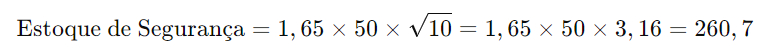 exemplo de cálculo de estoque de segurança